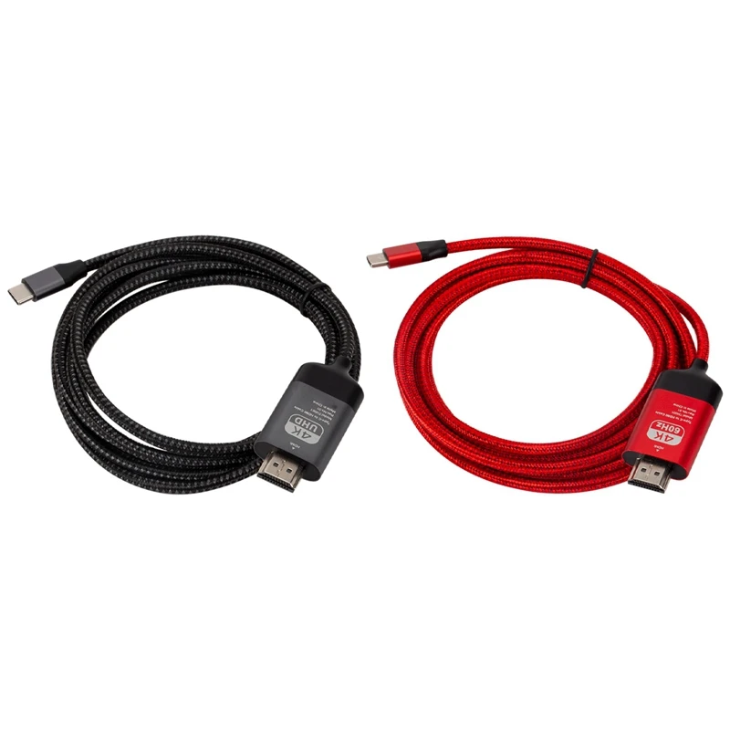 2x USB C к HDMI 4K кабель адаптер Тип Thunderbolt 3 для Huawei Mate 20 Pro 2018 (черный и красный)|Кабели