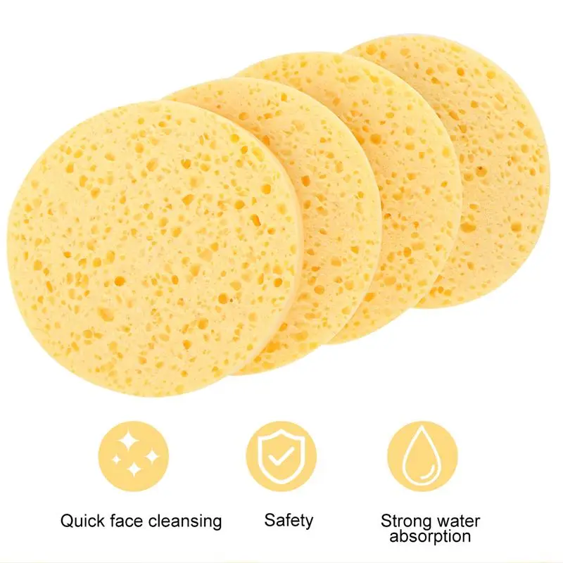 

12pcs Natural Wood Pulp Face Care Cleansing Sponge Cellulose Compress Cosmetic Puff Round Facial Washing Makeup Removing Tool