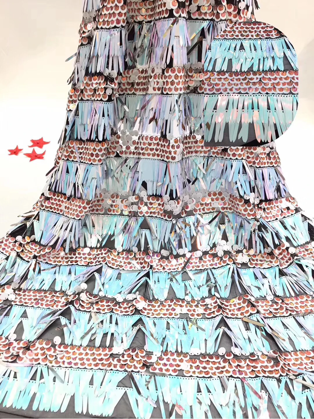 Африканская французская сетчатая кружевная ткань с блестками для индийского