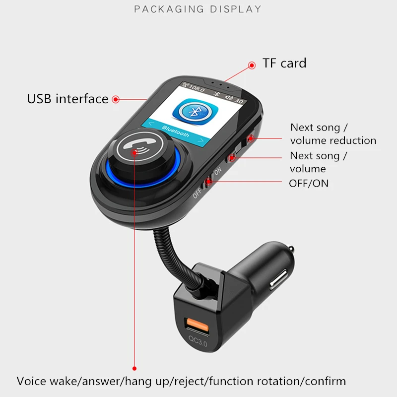 Автомобильный комплект громкой связи Bluetooth 5 0 приемник FM передатчик зарядное