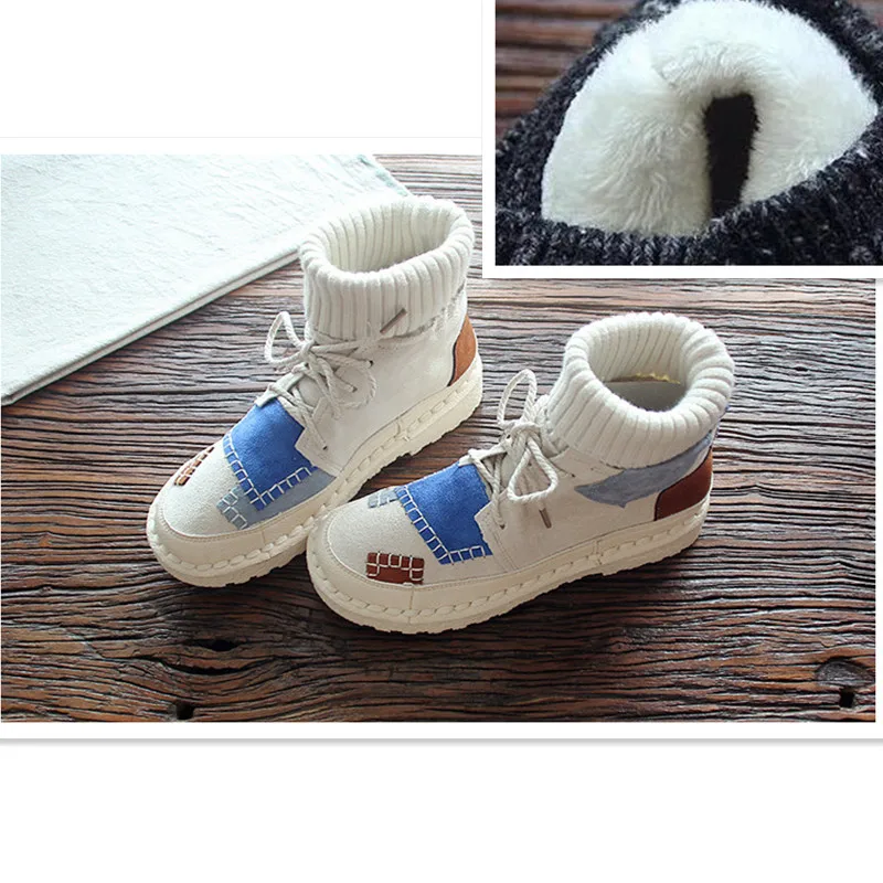Beige blue velvet Careaymade-Sen/женские ботинки на плоской подошве Удобные Ботинки martin с мягкой подошвой женские ботинки ручной работы - Цвет: Beige blue velvet