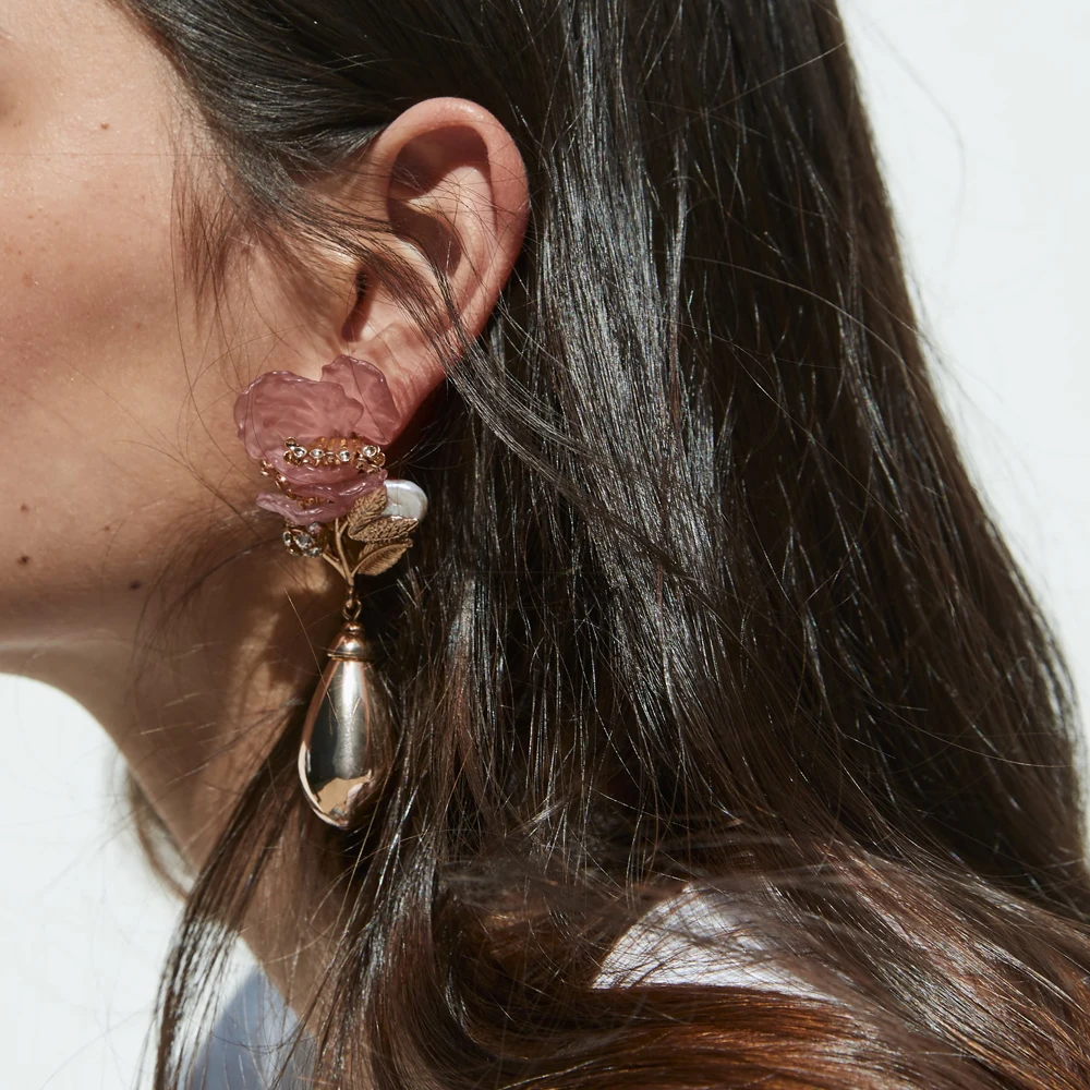 Vodeshanliwen ZA новый цвет цветок висячие серьги для женщин Мода завод массивные