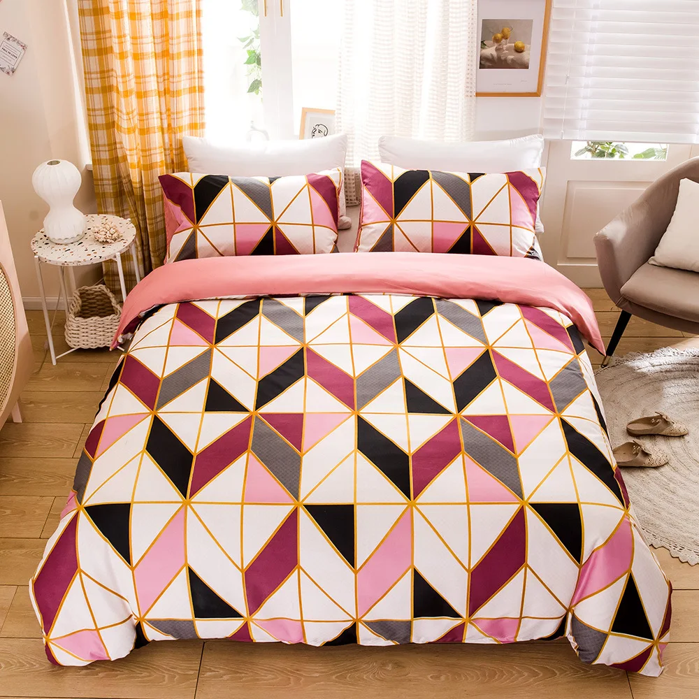 

Aggcual Fashion Urban striped lattice bedding set luxury home textile geometry duvet cover set king size Hotel 2/3pcs kit be807