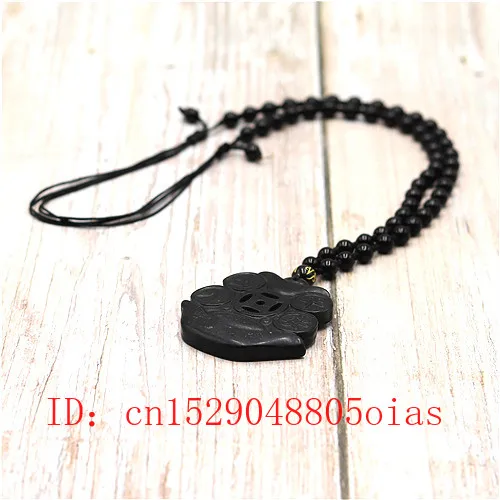 Натуральный черный зеленый китайский нефрит кулон сокровище бусы ожерелье
