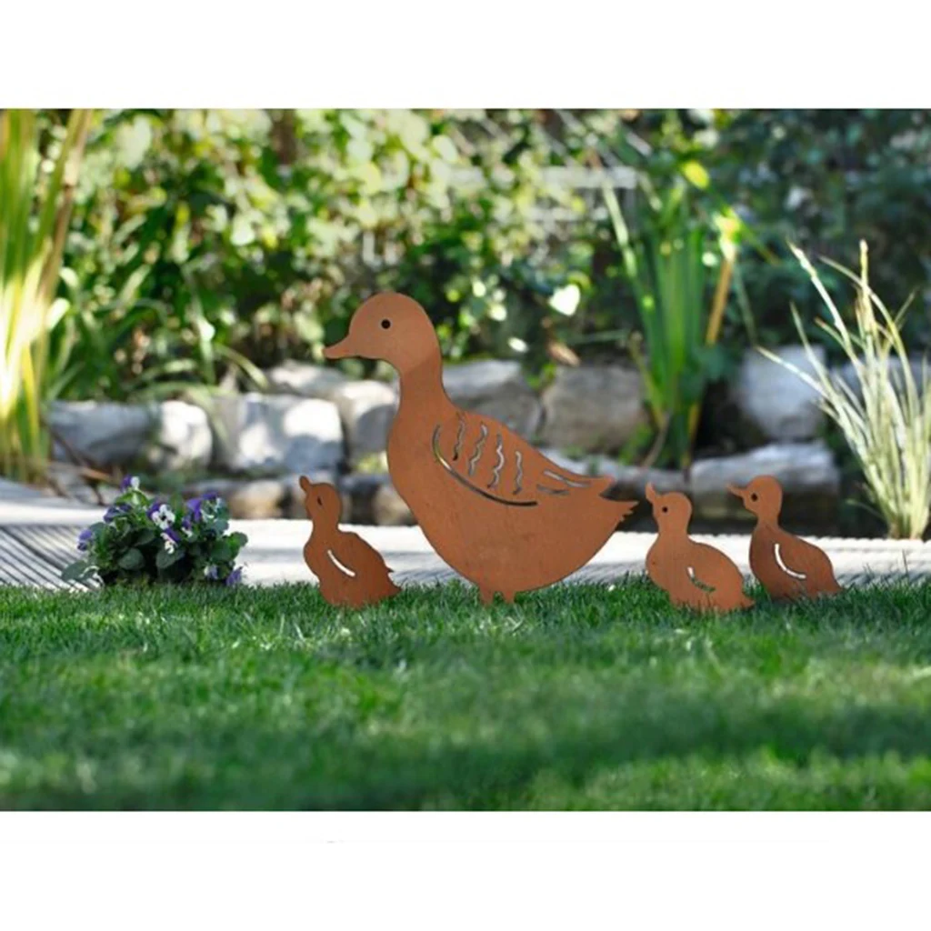 Набор из 4 Ретро украшений в форме утки садовые украшения металлические железные