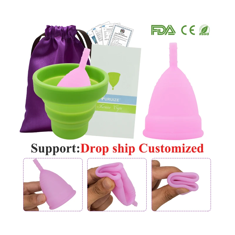 1pcs Menstrual Cup and 1pcs Sterilizer Cup Sterilizing Collapsible Cups to Clean Copa Menstrual Recyclable Foldable Cup