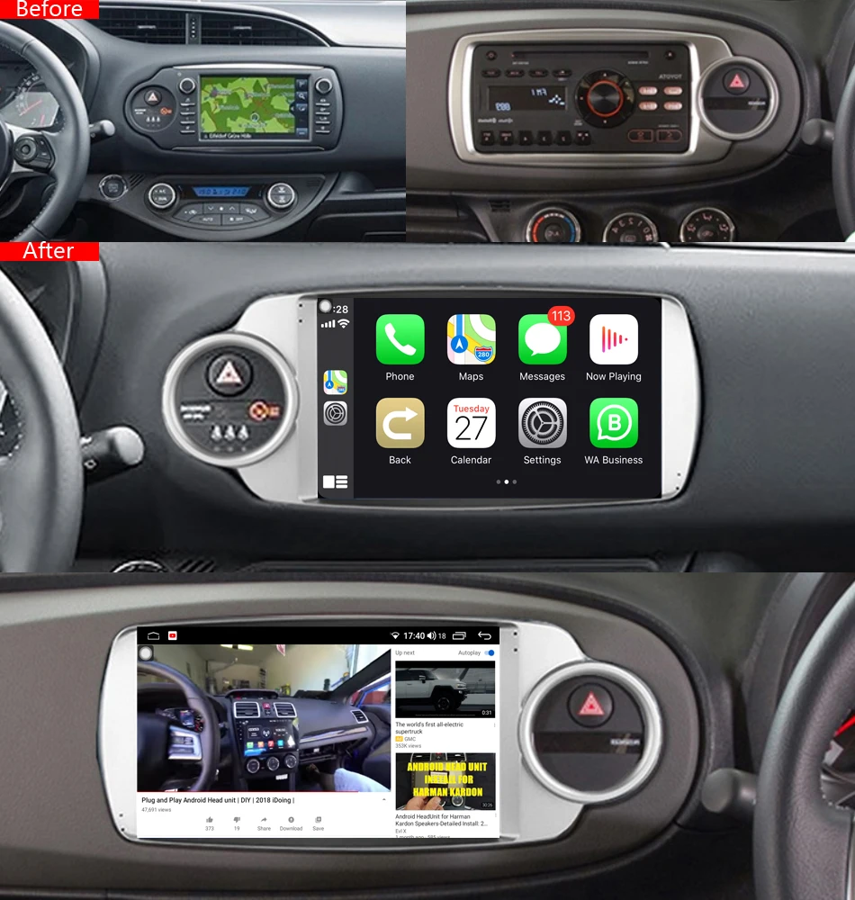 Автомобильный радиоплеер Idoing 9 дюймов интеллектуальная система для Toyota Yaris 2012-2017