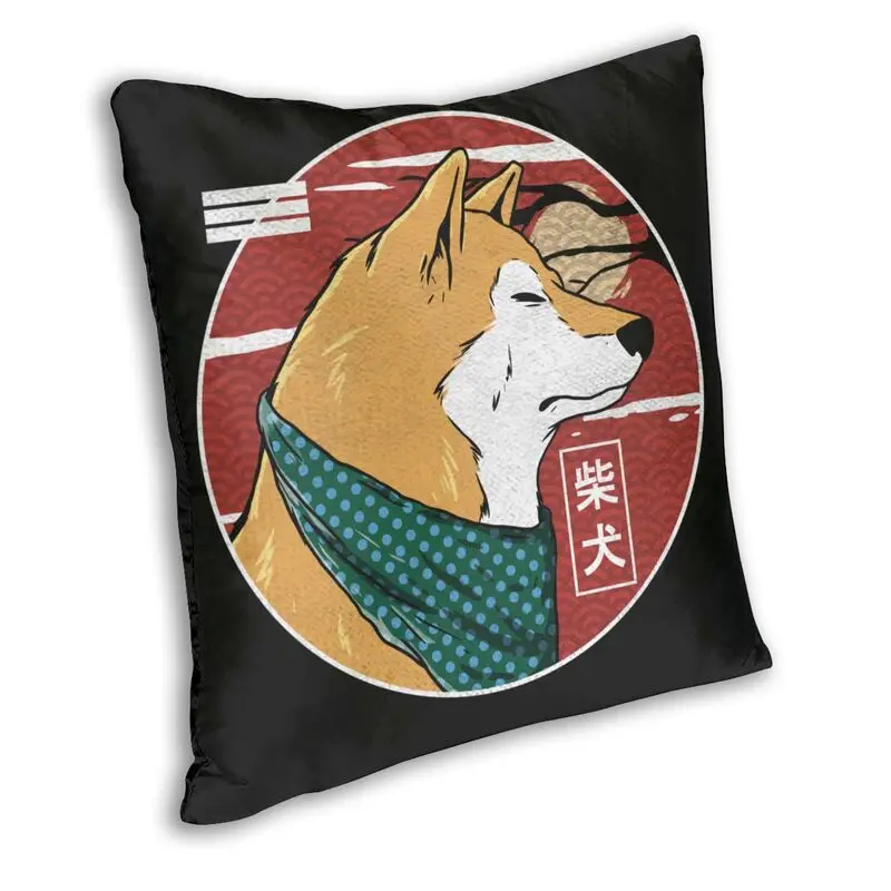 Модный чехол для диванной подушки Сиба-ину 55x55 см полиэстер подушка с японской