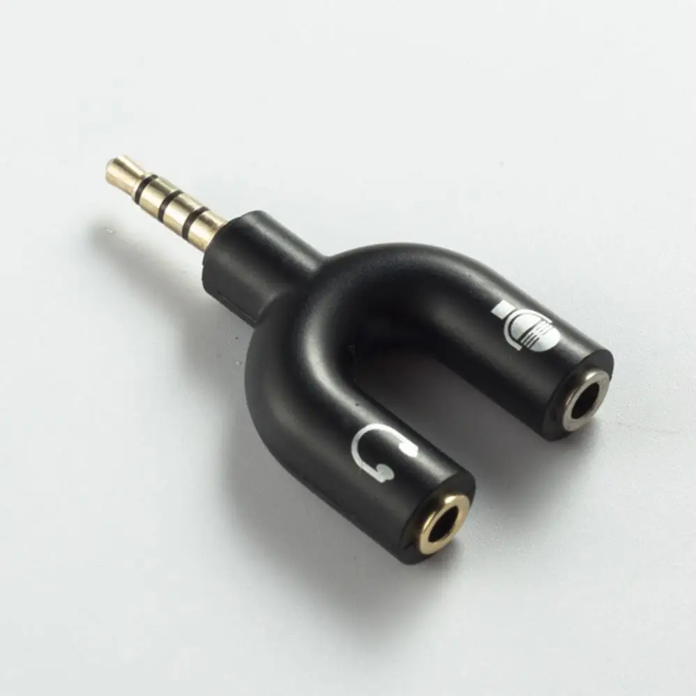 

3.5mm Splitter Stereo Plug U-shaped Stereo Audio Mic & Headphone Earphone Splitter Adapter for Mobile Phone Tablet Notebook