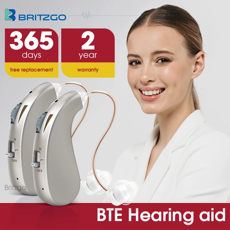 

Britzgo Mini Deaf Hearing Aid,2pcs Wireless Invisible Digital Noise Reduction USB Charging Hearing Loss Sound Amplifier