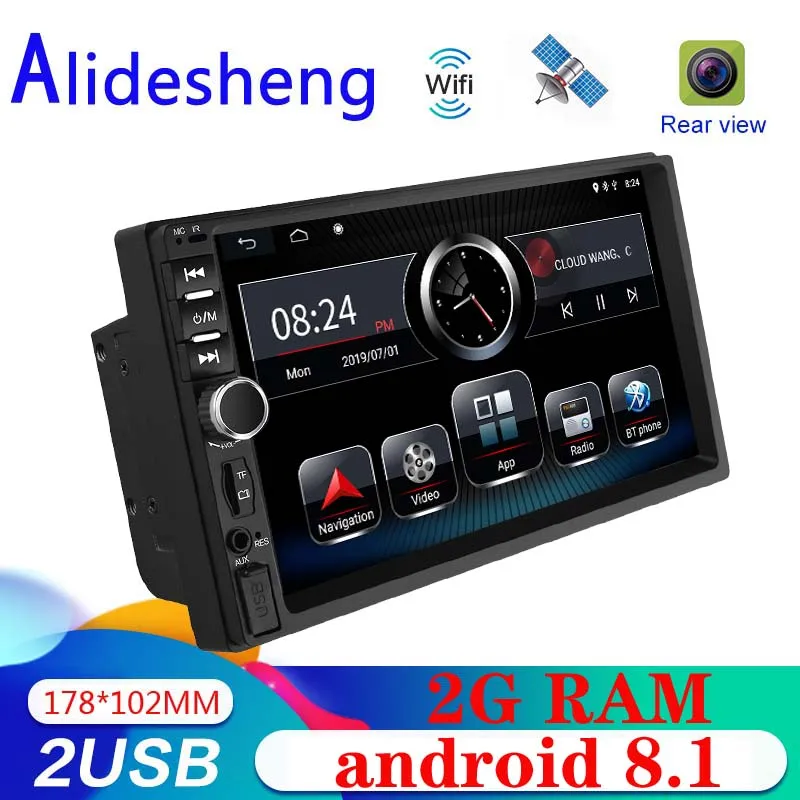 Автомагнитола 2 Гб ОЗУ сенсорный экран 7 дюймов 2din Android 8 1 GPS Wi Fi Bluetooth USB SD