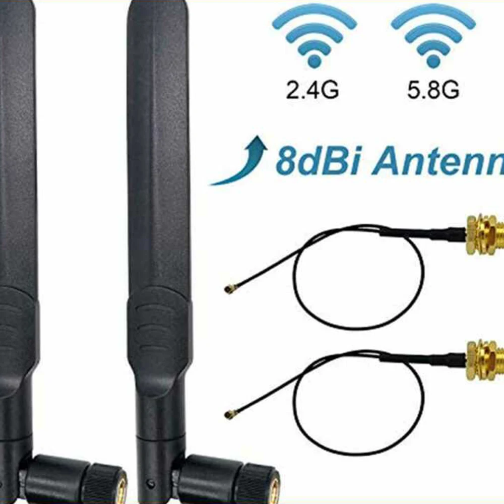 Антенна Wi Fi 8 дБи Omni RP SMA папа 2 4 ГГц 5 Двухдиапазонная + 20 см U.FL IPEX MHF4 с