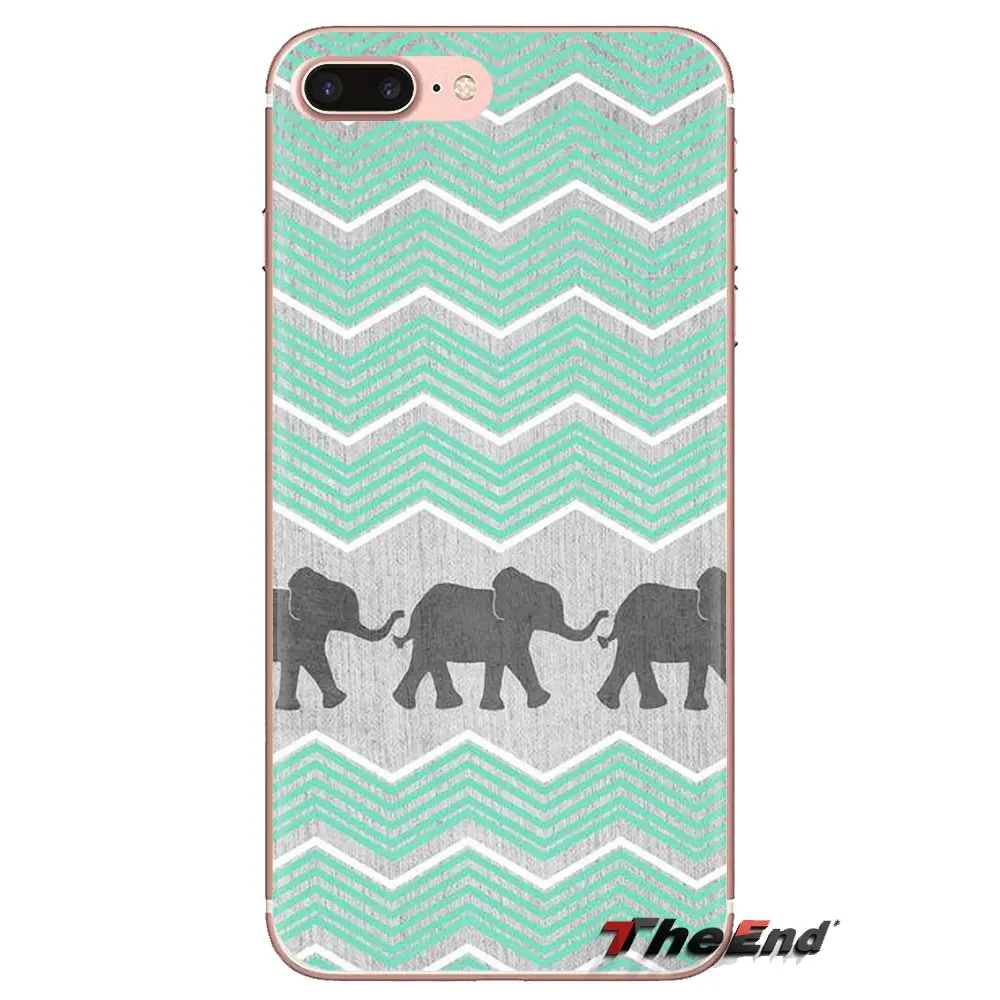 Housing Luxury Mint and Grey Elephants Art For Samsung Galaxy S2 S3 S4 S5 MINI S6 S7 edge S8 S9 Plus Note 2 3 4 5 8 Coque Fundas |