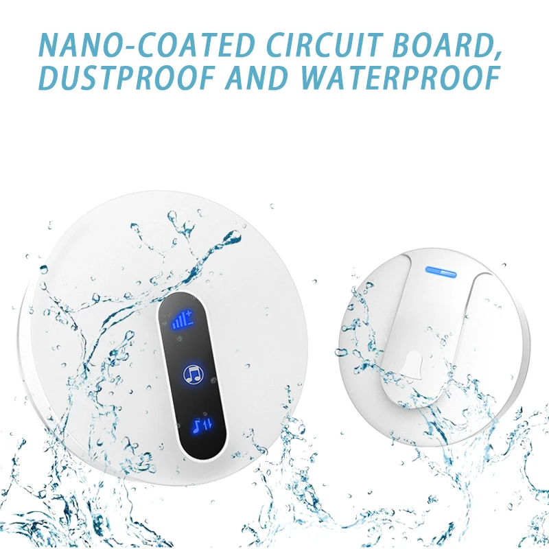 

Wireless Doorbell Waterproof 120m Long Distance with LED Light Volume Adjustable for Home AS99