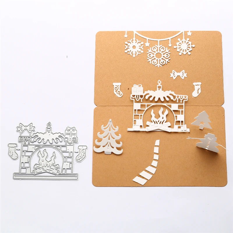 GJCrafts Рождественский камин металлические режущие штампы новинка 2019 для