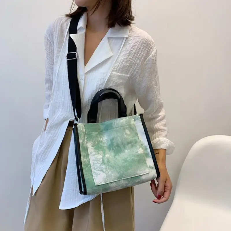 

Вместительная тканевая сумка-тоут, модные женские сумки-мессенджеры через плечо с плетением через плечо, простые холщовые кошельки для жен...