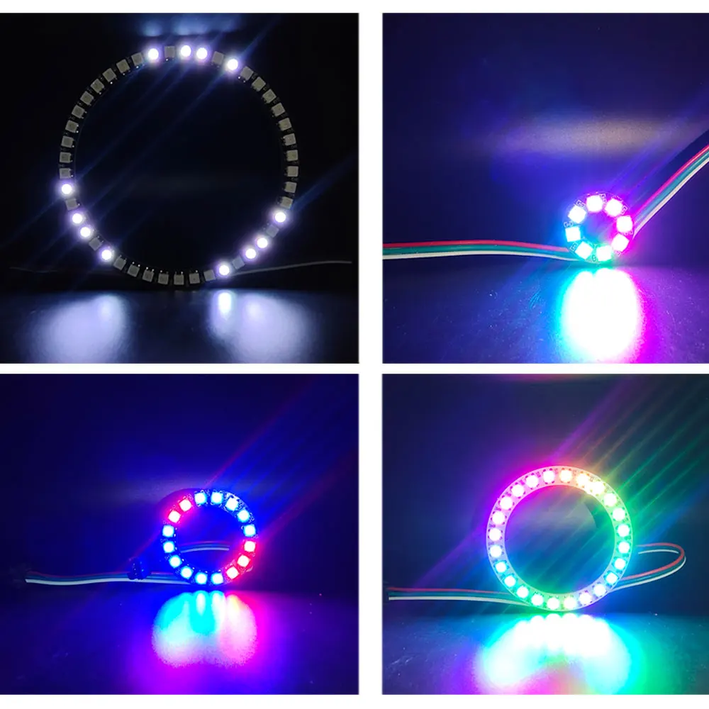 DC 5 В WS2812B RGB Полноцветный круглый СВЕТОДИОДНЫЙ круг 8/16/24/35/45 светодиодов