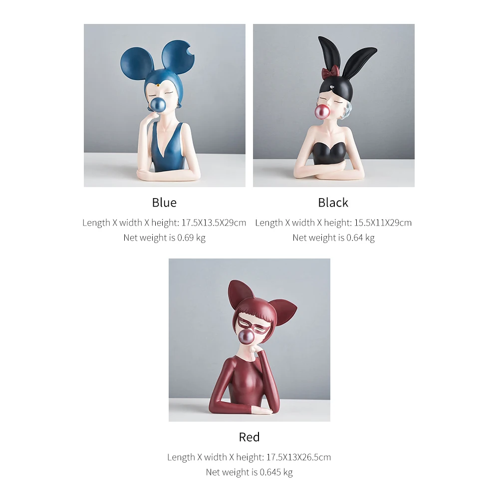 

Animal Shape Blowing Bubble Girl Sexy Statue Modern Home Decoration Living Room Bedroom Decor Accessories Gifts Resin Statue