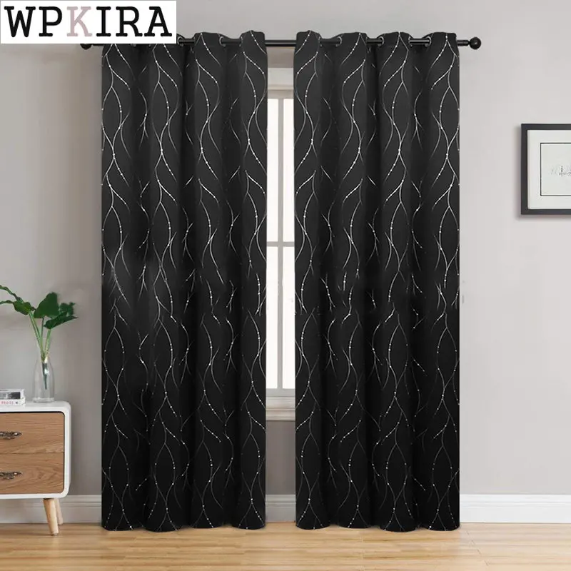 

Modern Blackout Black Stripe Curtain for Living Room Shading Rate 90% Drape Bay Window Kitchen Partition Blinds S140#D