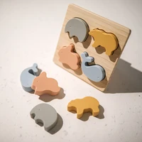 baby toys silicone puzzle tangram shapes learning cartoon animal intelligence jigsaw puzzle toys for children montessori