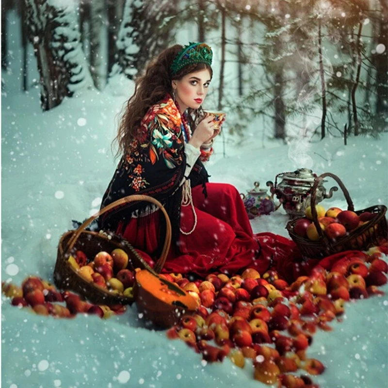 

AMY-Romantic Diamond Mosaic Russian Girl 5d Diamond Embroidery HandMade 5d Diy Diamond Painting Picture Of Rhinestones