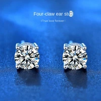 925 sterling silver moissanite 0 5 carat stud earrings female exquisite round engagement earrings jewelry