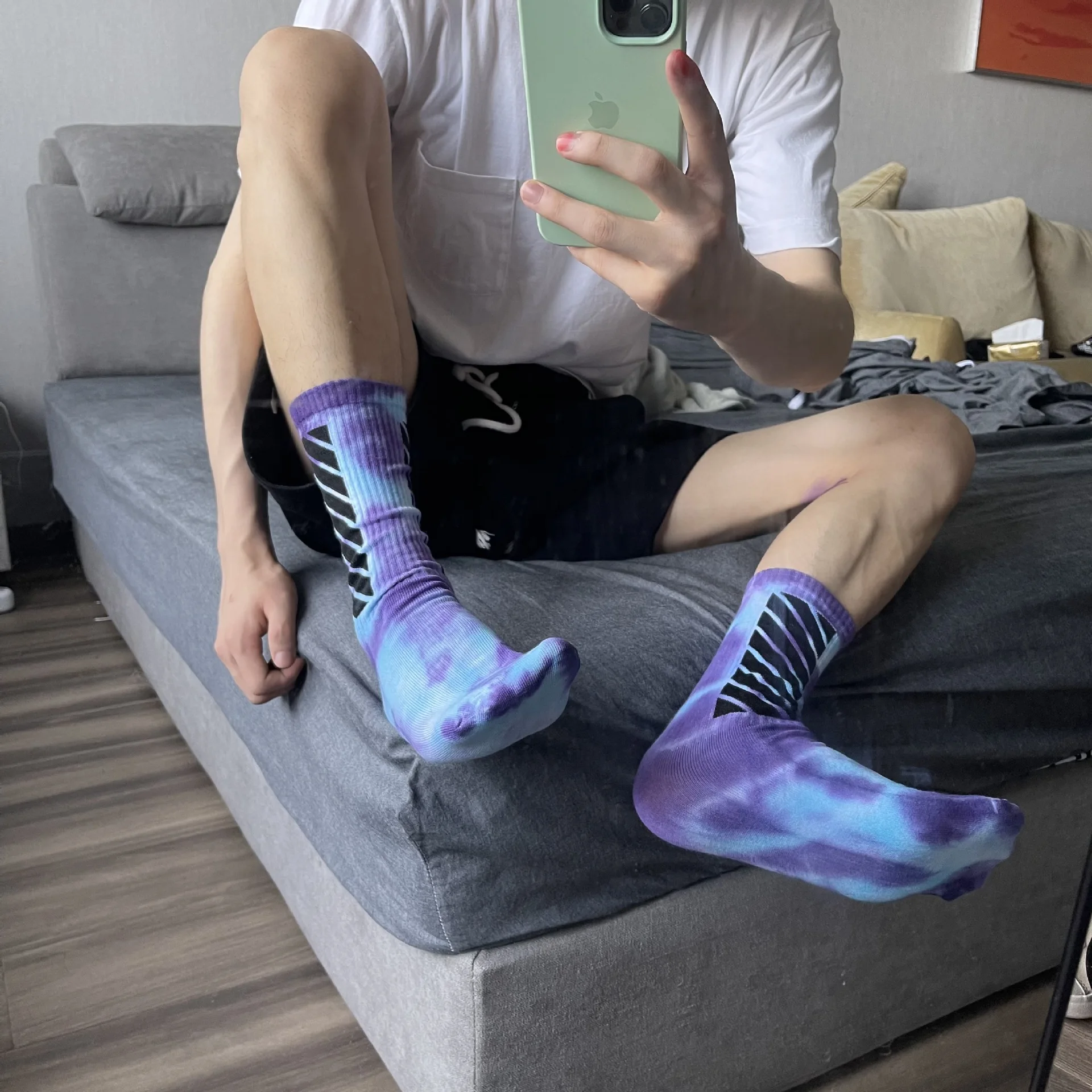 

Ink art socks, colorful piled socks, sports fitness street trend, men's and women's tie-dye cotton socks