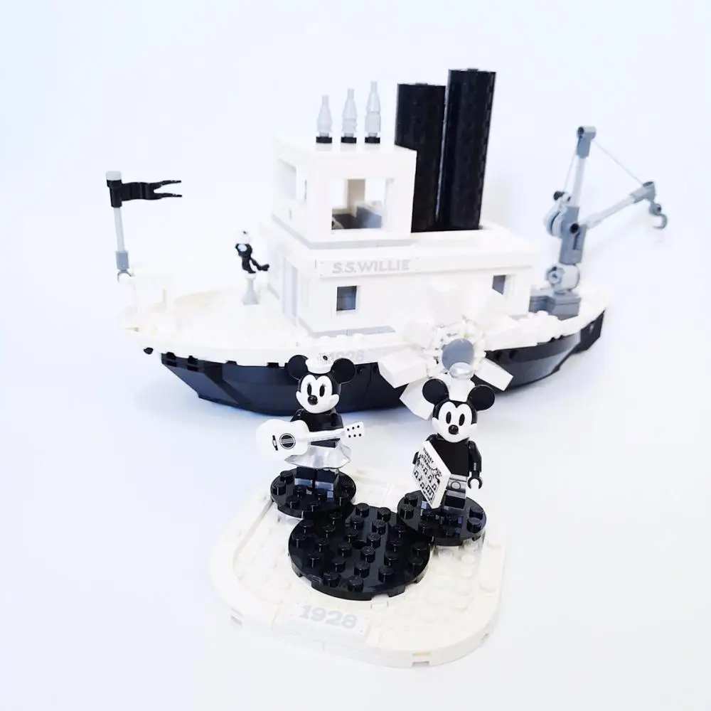Новые идеи Steamboat Willie Совместимость с Iegoset 21317 16062 строительные блоки кирпичи