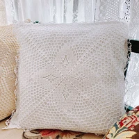 european romantic handmade crochet pillow cover cushion cover hollow cotton thread white pillowcase sofa seat cover without core
