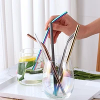 straws for drinks reusable drinking straw high quality 304 stainless steel metal straw with cleaner brush for mugs