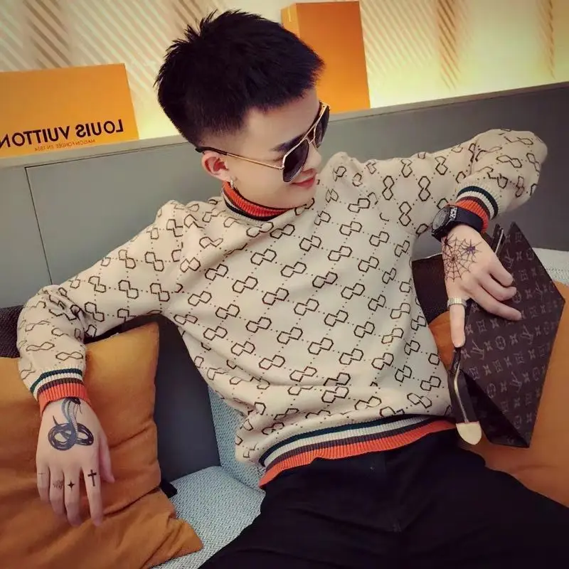 

Men's high collar sweater men's Lapel men's autumn clothes top