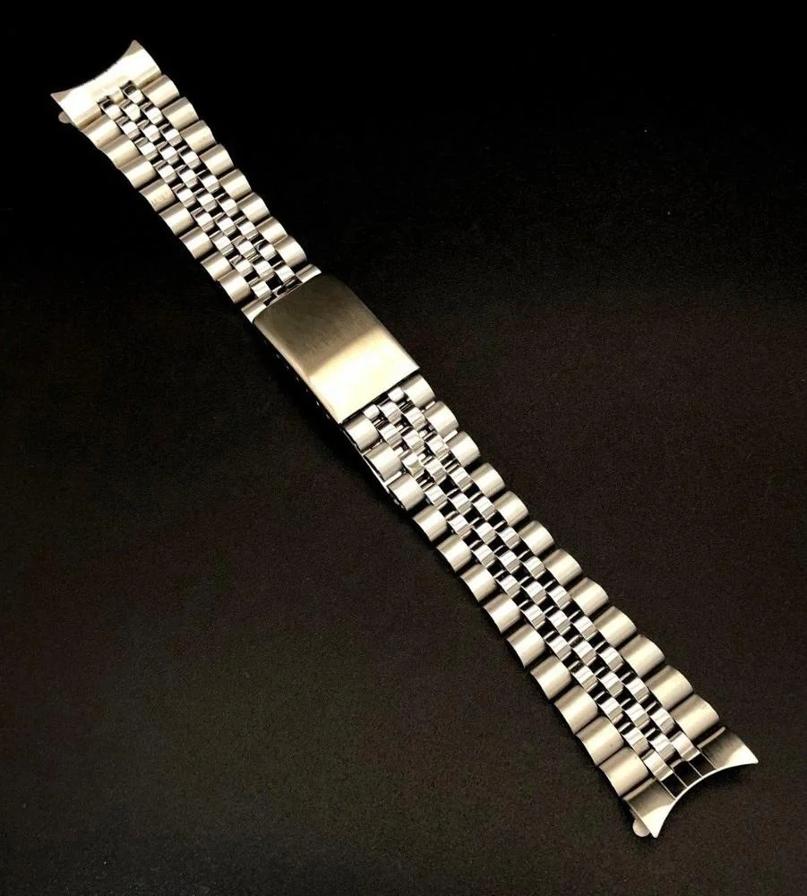 316L Stainless steel 18 mm 20mm Brush Polish Solid Stainless Steel Jubilee Watch Strap Band Curved End For Rolex