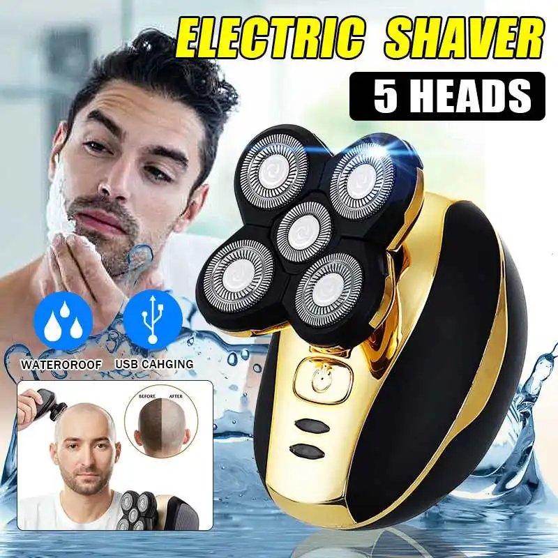 

5 heads Electric Shaver Men Head Polish Hair Trimmer Wet & Dry USB Rechargeable Razor Washable 3D Floating Shaving Machine