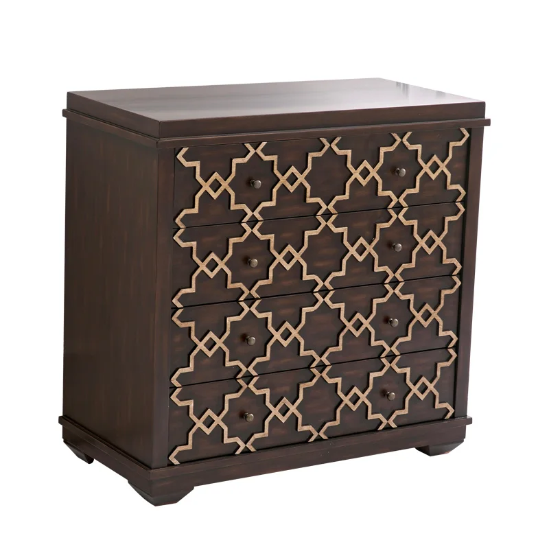 Американский твердые деревянные ноги ретро четыре ящика шкафа спальня хранения