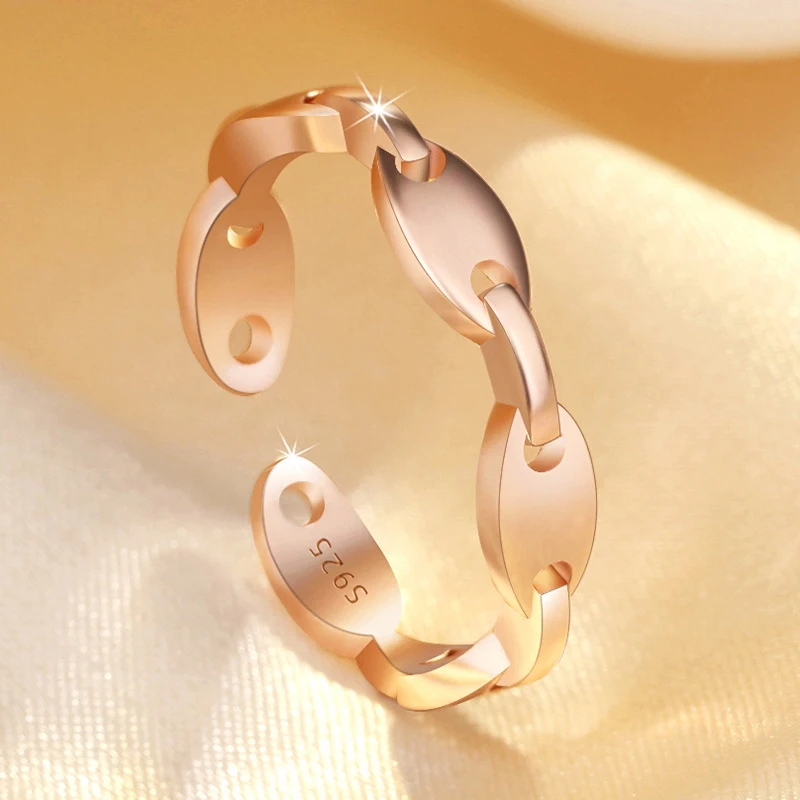 

xiaoboACC S925 Sterling Silver Woman Rings Gold Open Adjustable Ring Wedding Accessories Engageme Gift Rings for Women Wholesale