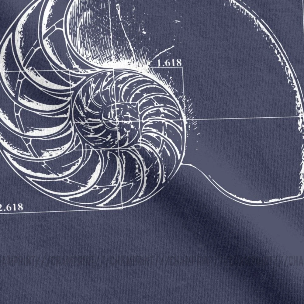 Мужские футболки Fibonacci On A Nautilus Shell повседневные с короткими рукавами
