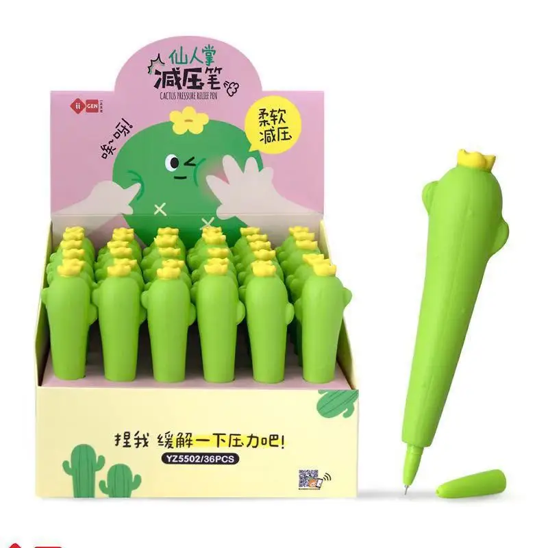 

Soft Cactus Relief Gelpen Decompression Pen Student Pinch Relax Funny Gel Pen Quick-drying South Korea Office School Stationery