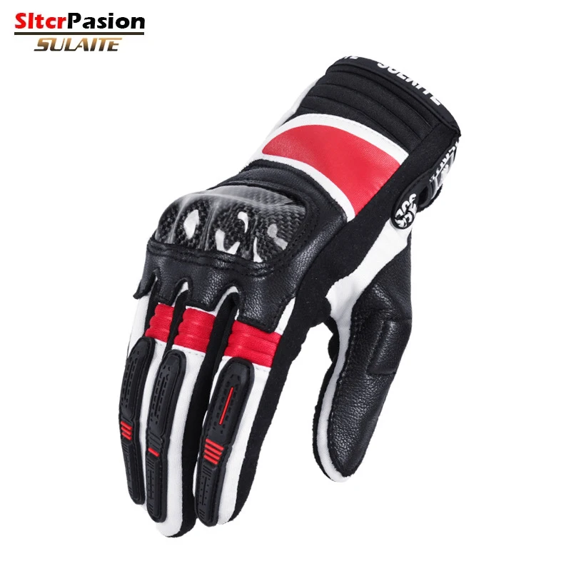 Мотоциклетные Перчатки из натуральной кожи дышащие митенки углеродного волокна