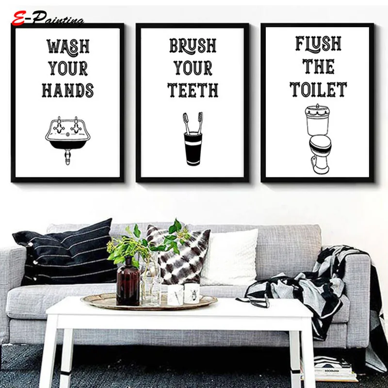 Современная Картина на холсте забавная ванная комната художественная моющаяся