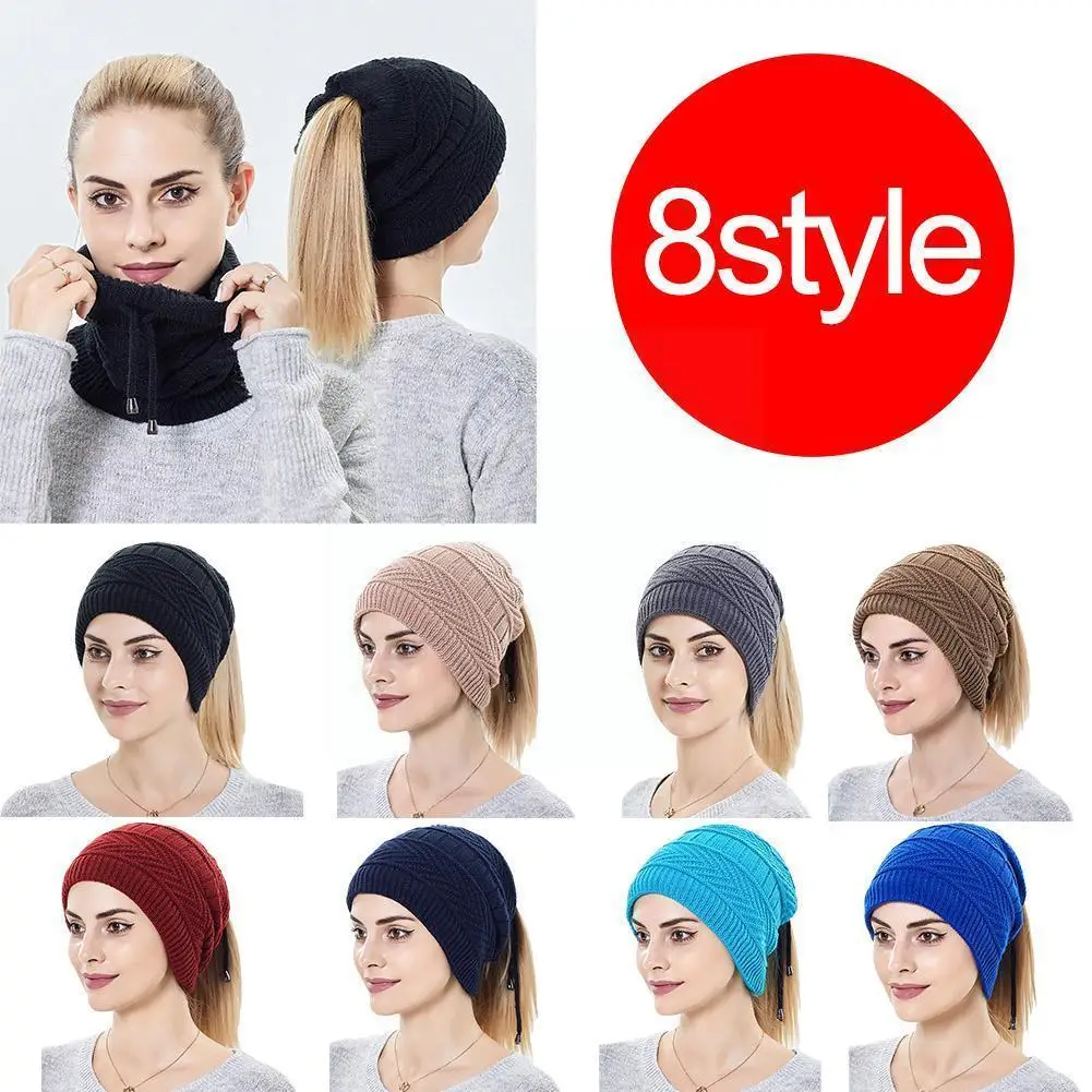 

Unisex Autumn Winter Fashion Stretchy Knitted Skullies Beanies Hat Scarf Warm Beanie For Women Outdoor Ear Protection Beani Z8Q6