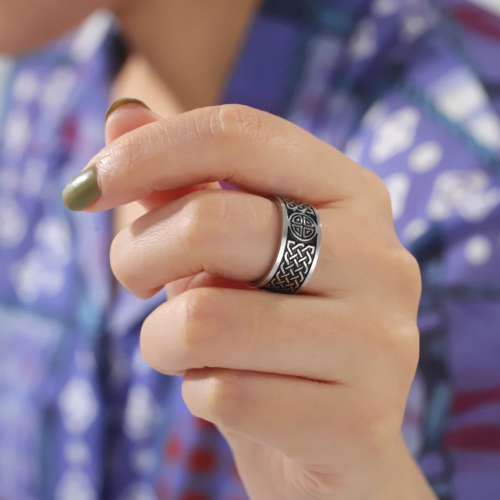 Vintage Odin Rune Stainless Steel Viking Celtics Spiral Knot Ring Norse Style Rings For Women Men Nordic Amulet Jewelry Gift | Украшения и