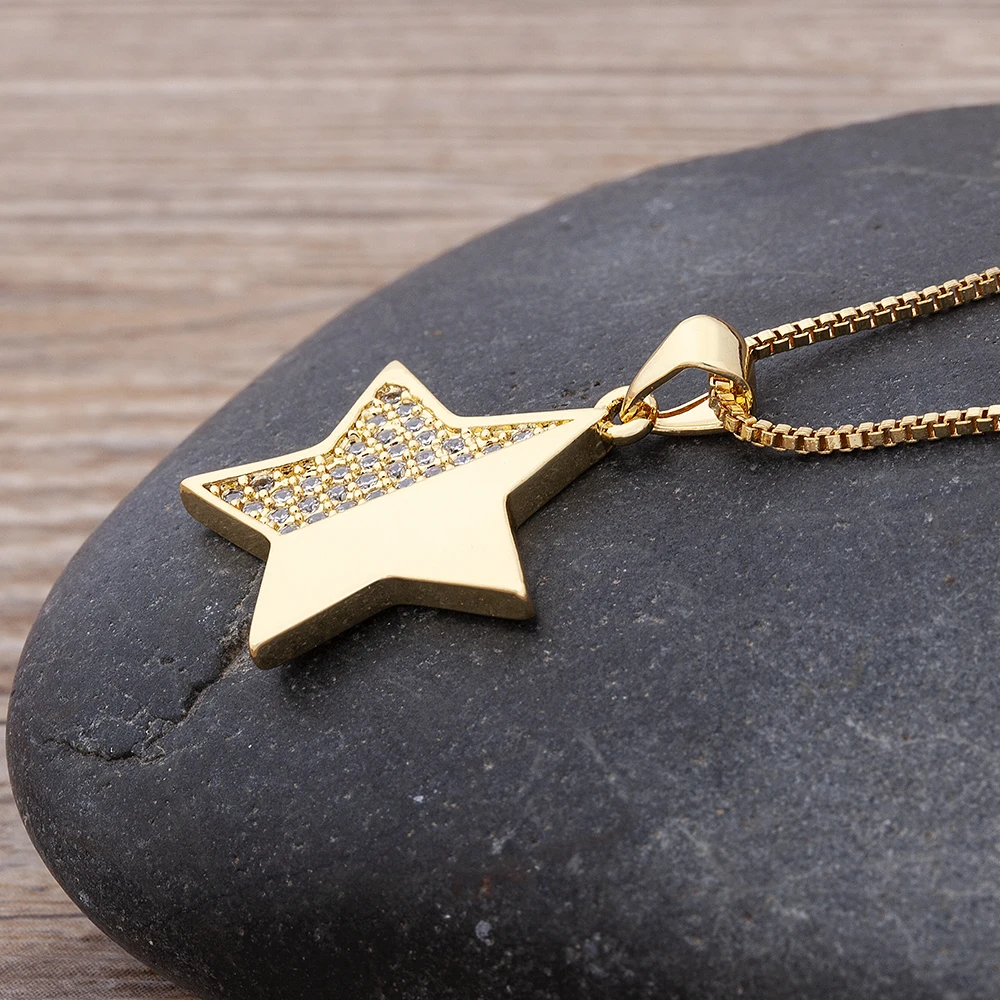 

Fashion Female Gold Color Star Party Pendant Necklace For Women Choker Necklaces Jewelry Simple Ladies Pentagon-Star Jewelry