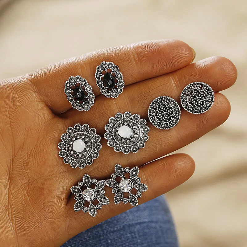 Набор геометрических серег-гвоздиков в богемном стиле для женщин и девушек