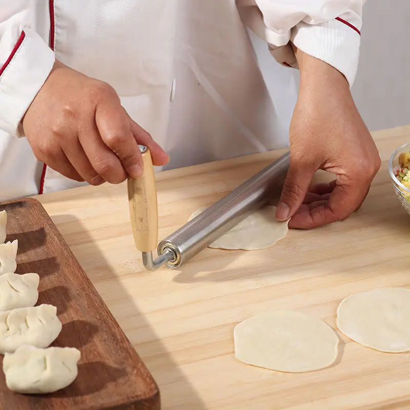 Бытовая твердая древесина клецки кожи Скалка Большой Ролик артефакт из