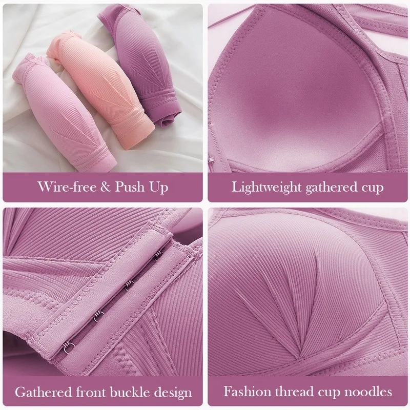 

Women's Fashion No Steel Ring Large Size Underwear Thin Bra Comfortable Solid Color Gathered High Quality Sports Bra