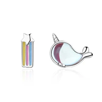 wangaiyao colorful fantasy whale earrings rainbow five pointed star asymmetric earrings simple earrings