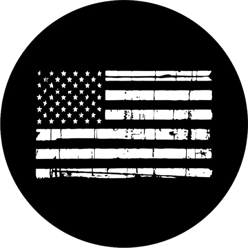 

Distressed American Flag (ANY COLOR) Spare Tire Cover for any Vehicle, Make, Model and Size - Jeep, RV, Travel Trailer,