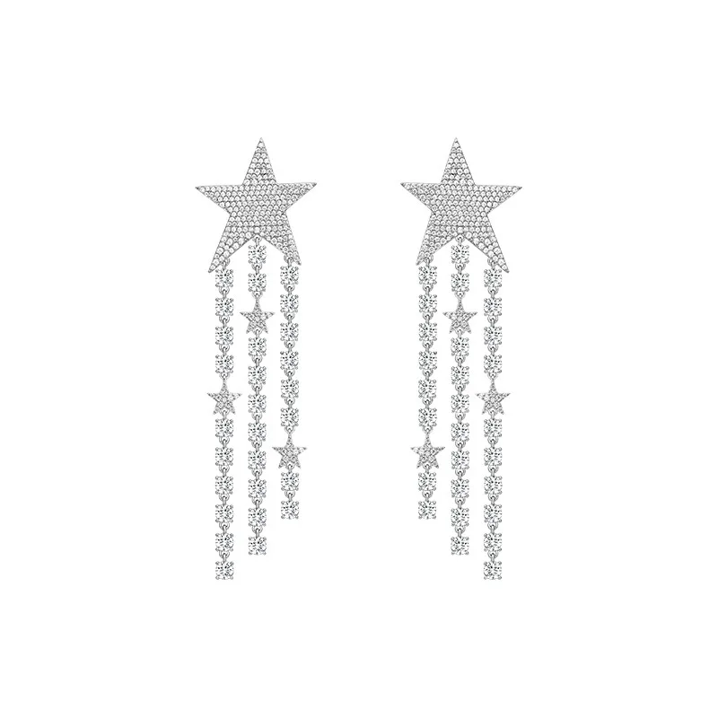 

Женские длинные серьги из серебра 925 пробы, с цирконом AAAAA