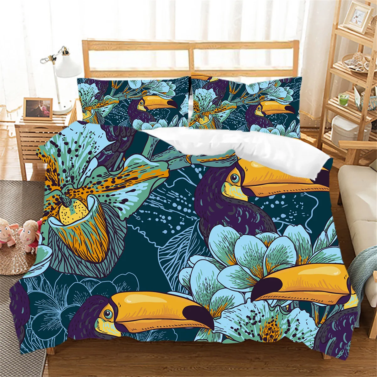 

2021 HOT Bedding Set 3D Bed Linen 3pcs/set Queen King Size Duvet Cover Set Bedsheet Peacock Bedding Set Comforter Bedding Sets