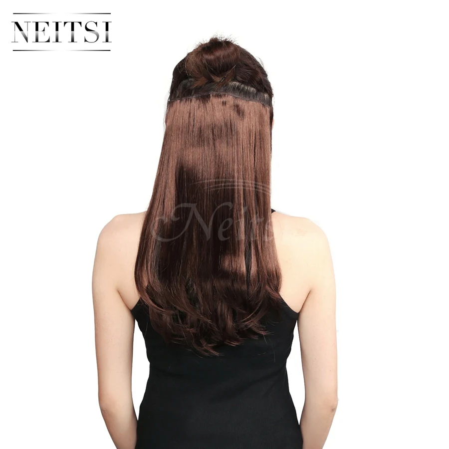 Neitsi 14 ''3 шт./компл. 75 г 8 зажимов прямой синтетический зажим для наращивания волос термостойкие искусственные накладные волосы красный коричневый цвет